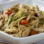 Salteado de brotes de soja, brotes de soja, cerdo, cocina tailandesa, cocina asiática