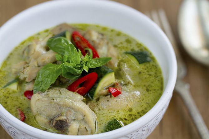 Curry receta, Curry verde con pollo, curry tailandés, pollo con curry, cocina tailandesa