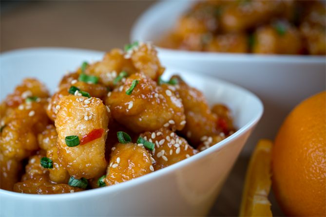 Pollo a la naranja, comida china, cocmida asiática, cocina asiática