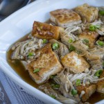 Setas, setas Enoki, tofu